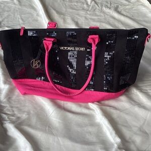 Victoria's Secret Sequin Black and Pink Tote